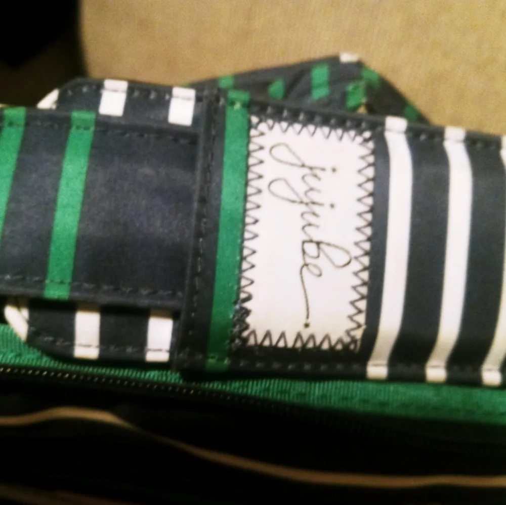 Jujube Green,Navy & White Striped Diaper Bag